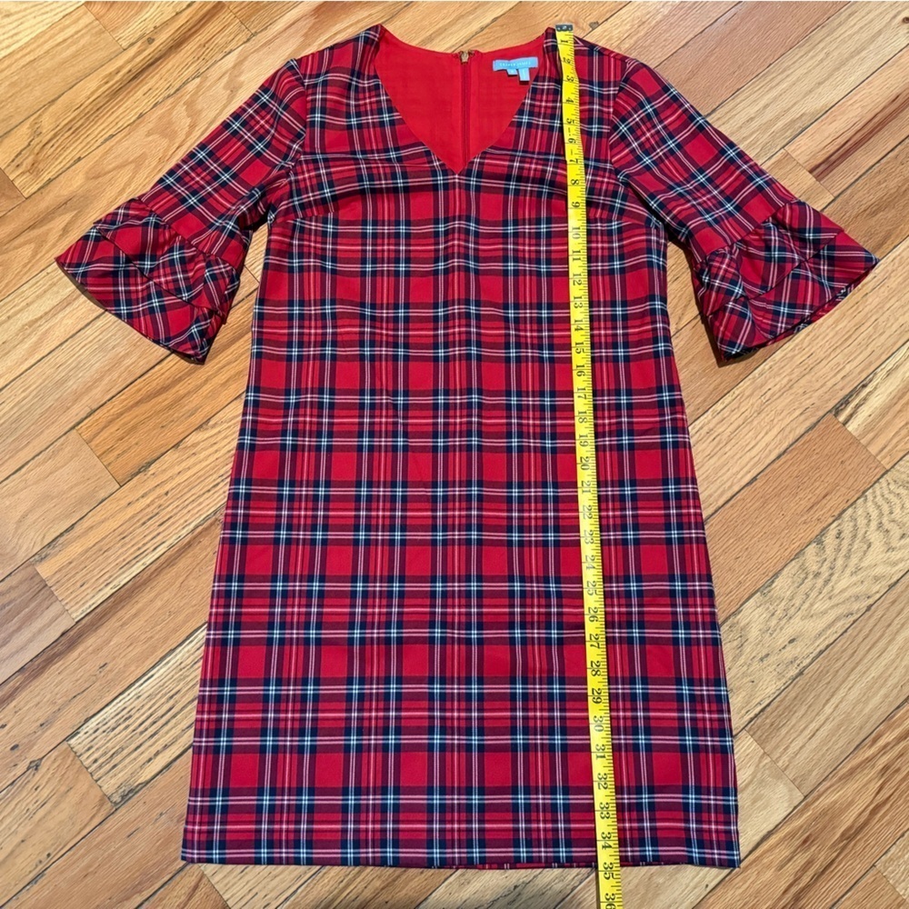 Draper James Angie Red Check/Plaid Ruffle Sleeve Shift Dress Women’s Size 2 - Picture 12 of 15